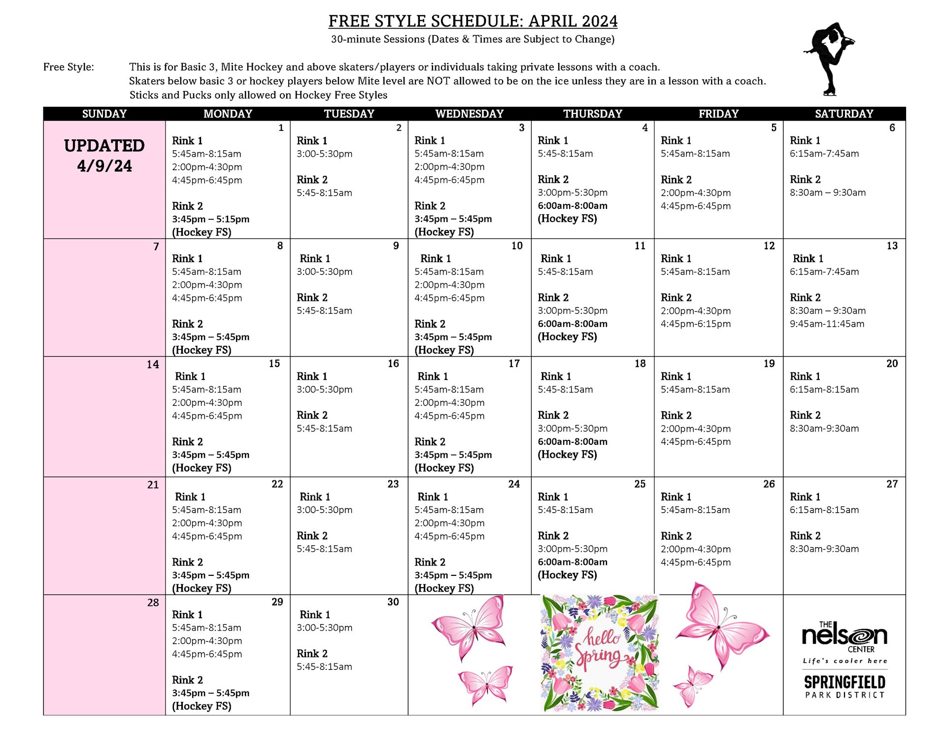 2024 April Free Style Schedule